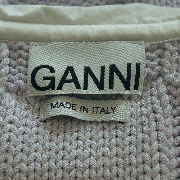 GANNI Lilac Smiley Cardigan XS Oversized Knit Sailor Collar Italy - Picture 5 of 8